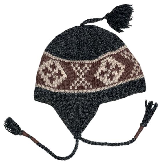 Trapper Style Wool Blend Knit Fleece Lined Beanie Hat - Picture 1 of 5